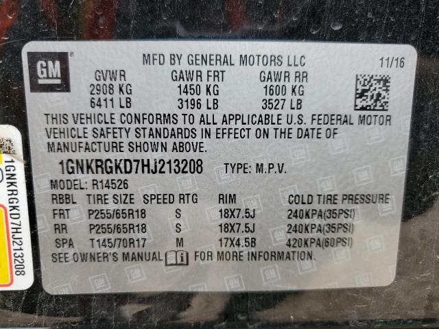 Photo 13 VIN: 1GNKRGKD7HJ213208 - CHEVROLET TRAVERSE 