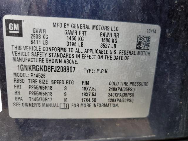 Photo 13 VIN: 1GNKRGKD8FJ208807 - CHEVROLET TRAVERSE L 