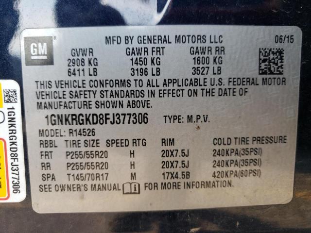 Photo 9 VIN: 1GNKRGKD8FJ377306 - CHEVROLET TRAVERSE L 