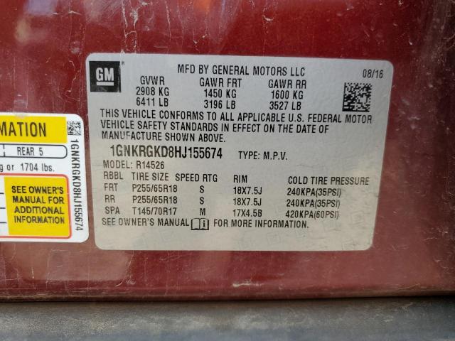 Photo 12 VIN: 1GNKRGKD8HJ155674 - CHEVROLET TRAVERSE L 