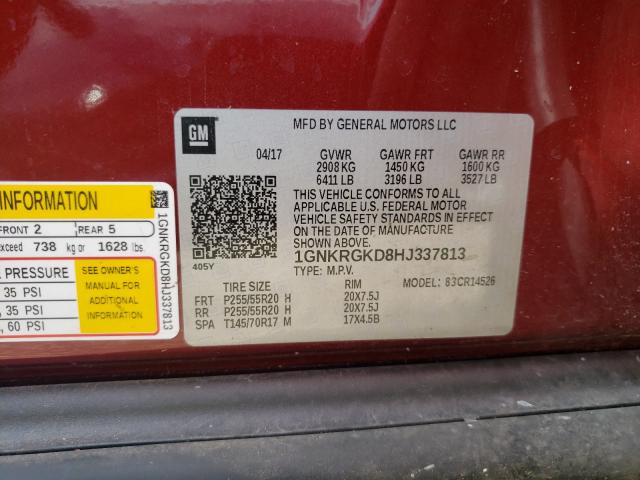 Photo 9 VIN: 1GNKRGKD8HJ337813 - CHEVROLET TRAVERSE L 