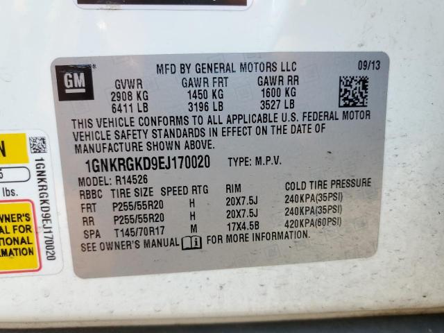 Photo 12 VIN: 1GNKRGKD9EJ170020 - CHEVROLET TRAVERSE L 