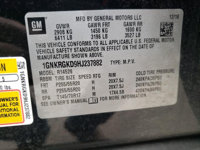 Photo 9 VIN: 1GNKRGKD9HJ237882 - CHEVROLET TRAVERSE L 