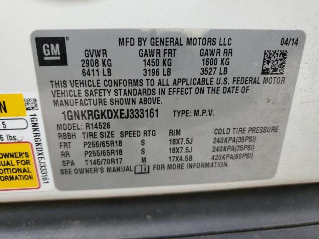 Photo 12 VIN: 1GNKRGKDXEJ333161 - CHEVROLET TRAVERSE L 