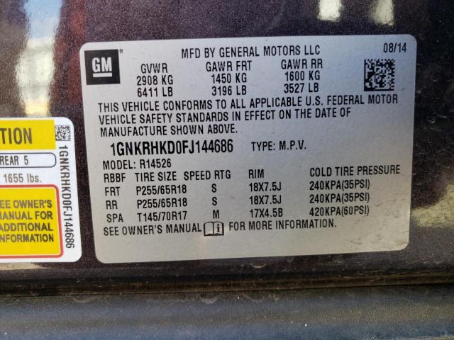 Photo 12 VIN: 1GNKRHKD0FJ144686 - CHEVROLET TRAVERSE L 