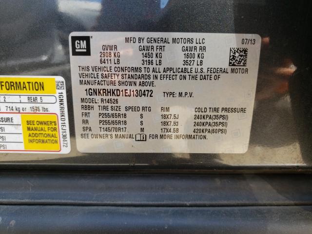 Photo 9 VIN: 1GNKRHKD1EJ130472 - CHEVROLET TRAVERSE L 