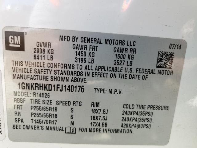 Photo 12 VIN: 1GNKRHKD1FJ140176 - CHEVROLET TRAVERSE 