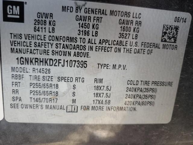 Photo 12 VIN: 1GNKRHKD2FJ107395 - CHEVROLET TRAVERSE 