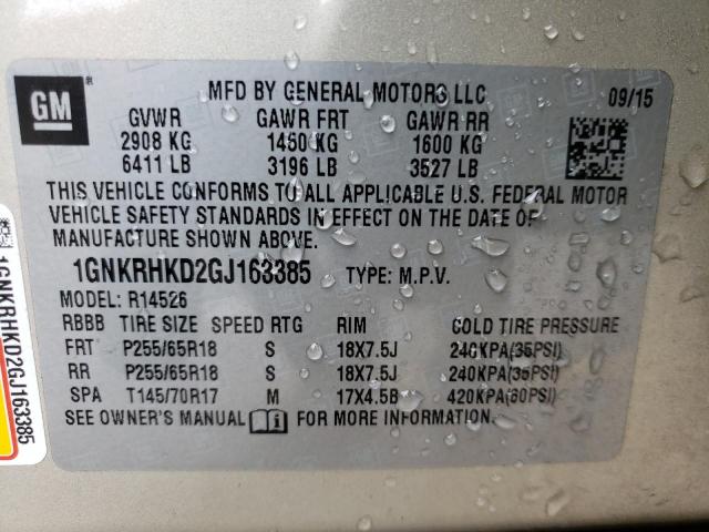 Photo 9 VIN: 1GNKRHKD2GJ163385 - CHEVROLET TRAVERSE L 