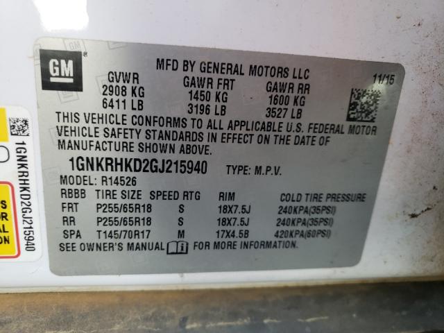 Photo 9 VIN: 1GNKRHKD2GJ215940 - CHEVROLET TRAVERSE L 