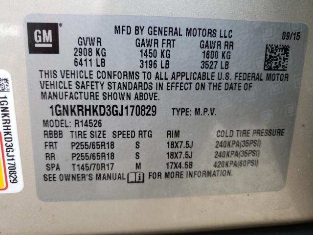 Photo 12 VIN: 1GNKRHKD3GJ170829 - CHEVROLET TRAVERSE 