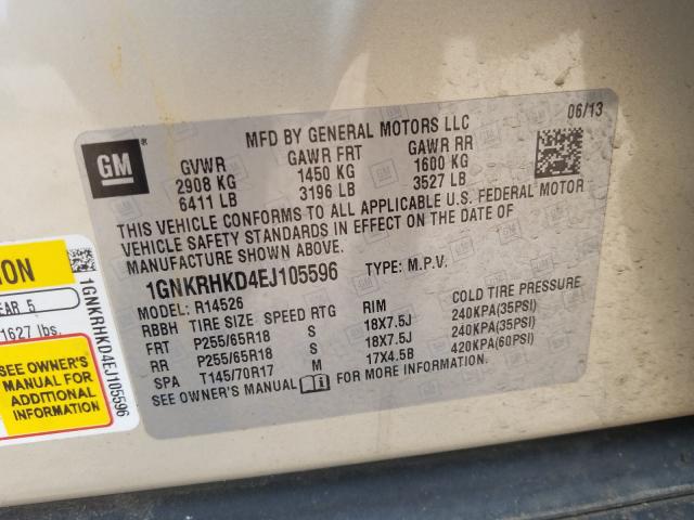 Photo 9 VIN: 1GNKRHKD4EJ105596 - CHEVROLET TRAVERSE L 