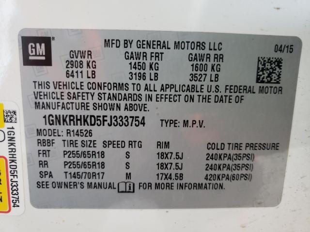 Photo 9 VIN: 1GNKRHKD5FJ333754 - CHEVROLET TRAVERSE L 