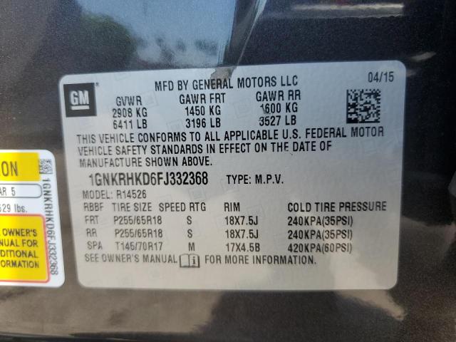 Photo 13 VIN: 1GNKRHKD6FJ332368 - CHEVROLET TRAVERSE 