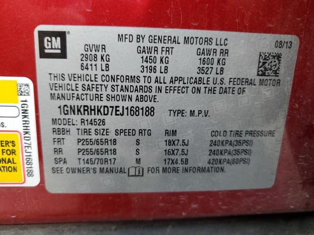 Photo 12 VIN: 1GNKRHKD7EJ168188 - CHEVROLET TRAVERSE L 