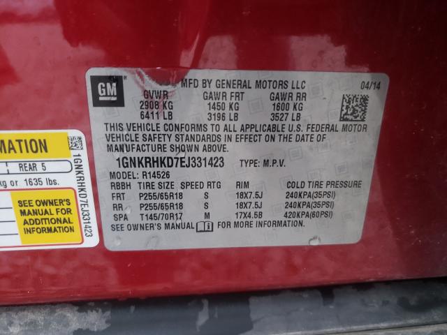 Photo 9 VIN: 1GNKRHKD7EJ331423 - CHEVROLET TRAVERSE L 