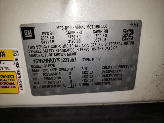 Photo 9 VIN: 1GNKRHKD7FJ227967 - CHEVROLET TRAVERSE L 