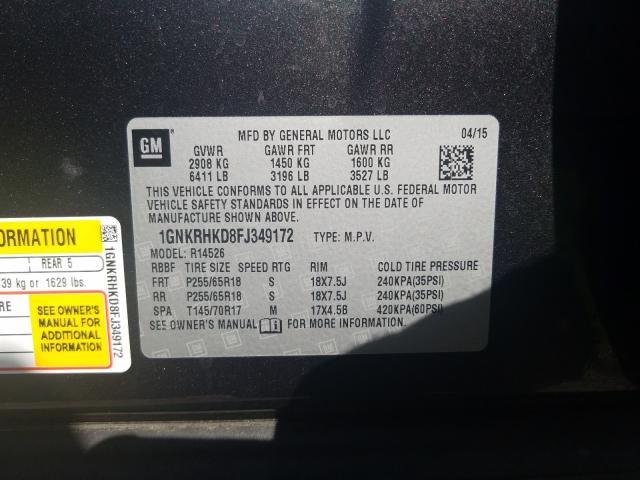 Photo 9 VIN: 1GNKRHKD8FJ349172 - CHEVROLET TRAVERSE L 