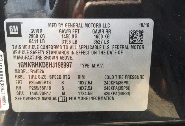 Photo 9 VIN: 1GNKRHKD8HJ198997 - CHEVROLET TRAVERSE 