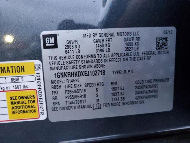 Photo 12 VIN: 1GNKRHKDXEJ102718 - CHEVROLET TRAVERSE L 