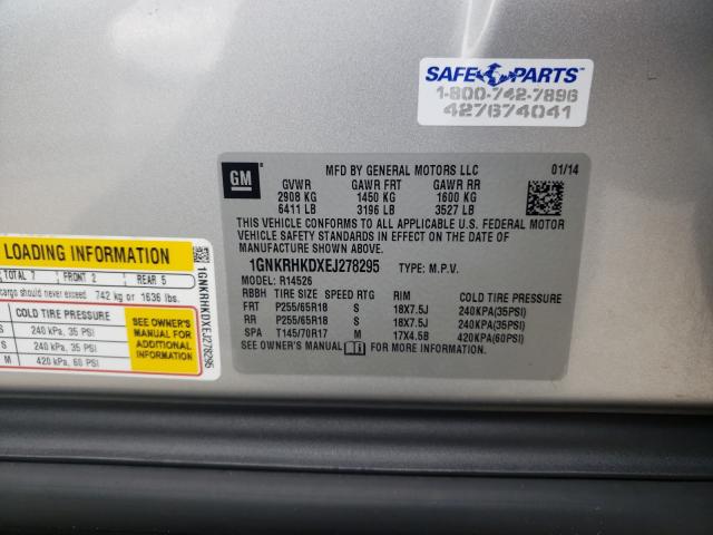 Photo 9 VIN: 1GNKRHKDXEJ278295 - CHEVROLET TRAVERSE L 