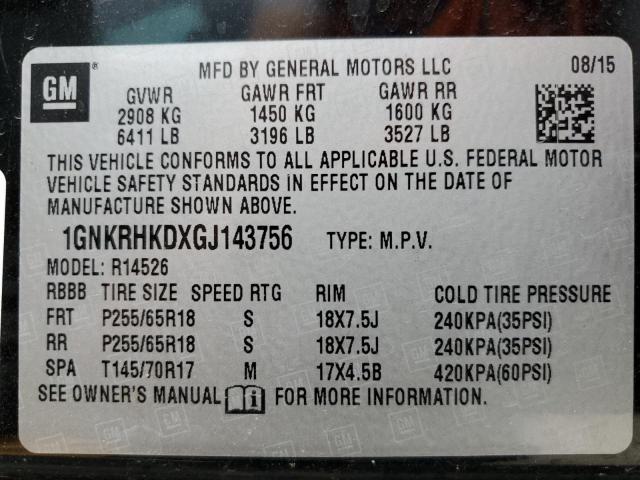 Photo 12 VIN: 1GNKRHKDXGJ143756 - CHEVROLET TRAVERSE L 