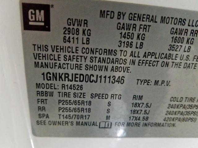 Photo 9 VIN: 1GNKRJED0CJ111346 - CHEVROLET TRAVERSE L 