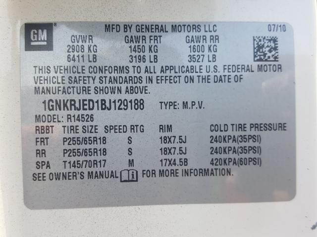 Photo 9 VIN: 1GNKRJED1BJ129188 - CHEVROLET TRAVERSE L 