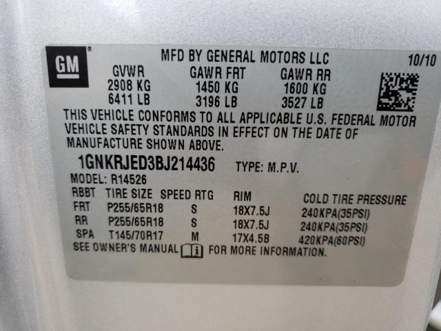 Photo 12 VIN: 1GNKRJED3BJ214436 - CHEVROLET TRAVERSE 