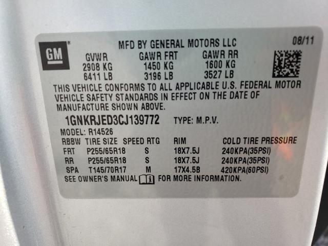 Photo 9 VIN: 1GNKRJED3CJ139772 - CHEVROLET TRAVERSE L 