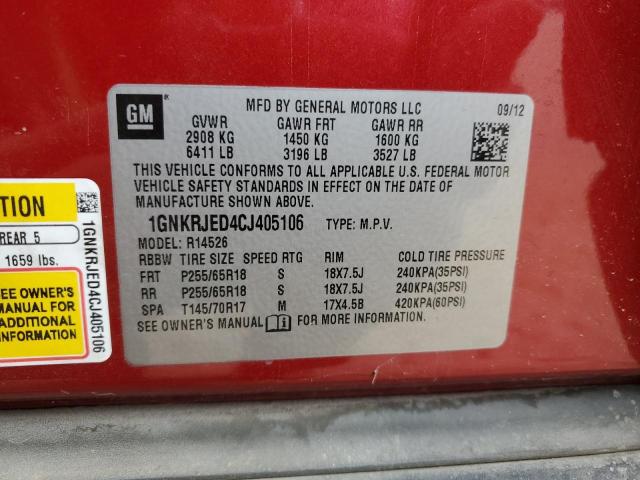 Photo 12 VIN: 1GNKRJED4CJ405106 - CHEVROLET TRAVERSE L 