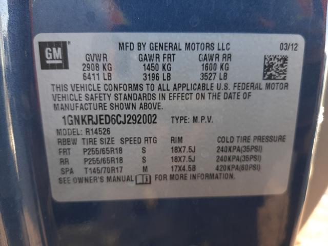 Photo 9 VIN: 1GNKRJED6CJ292002 - CHEVROLET TRAVERSE L 