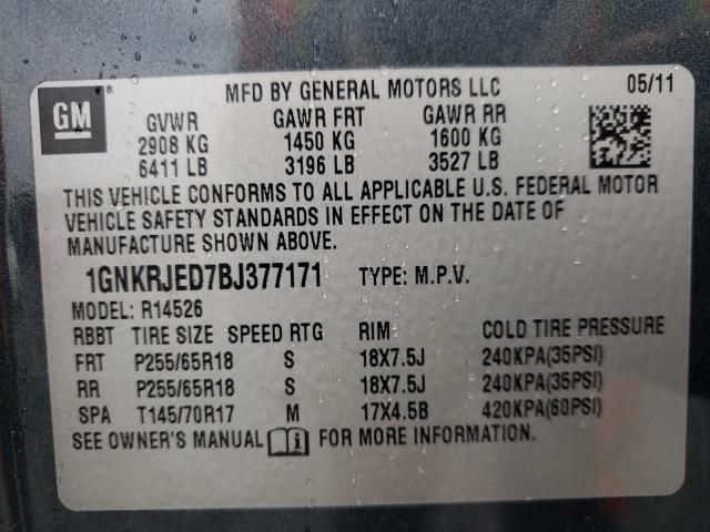 Photo 9 VIN: 1GNKRJED7BJ377171 - CHEVROLET TRAVERSE L 