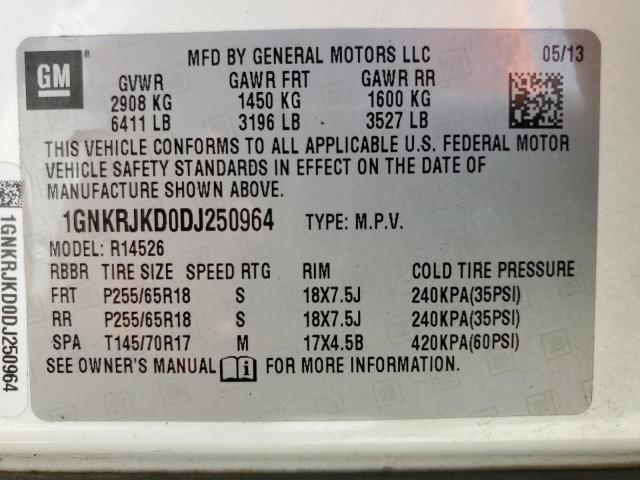 Photo 12 VIN: 1GNKRJKD0DJ250964 - CHEVROLET TRAVERSE L 