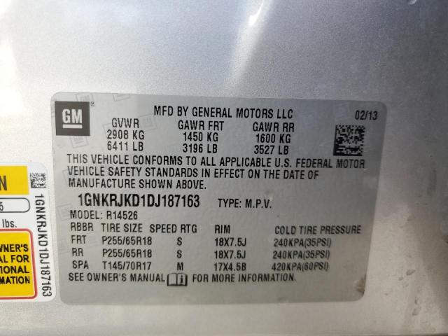 Photo 11 VIN: 1GNKRJKD1DJ187163 - CHEVROLET TRAVERSE L 