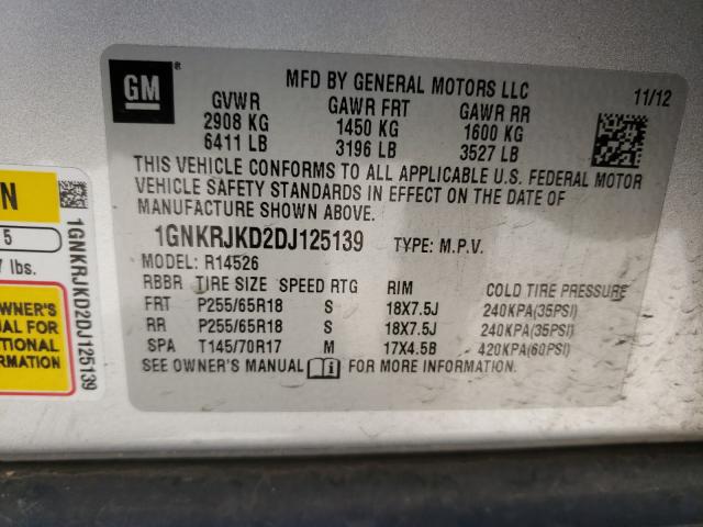 Photo 9 VIN: 1GNKRJKD2DJ125139 - CHEVROLET TRAVERSE L 