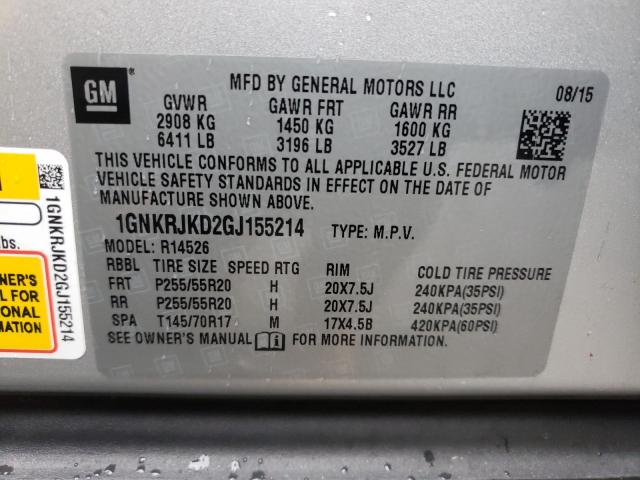 Photo 9 VIN: 1GNKRJKD2GJ155214 - CHEVROLET TRAVERSE L 