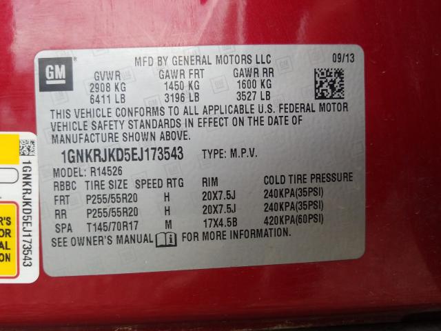 Photo 9 VIN: 1GNKRJKD5EJ173543 - CHEVROLET TRAVERSE L 