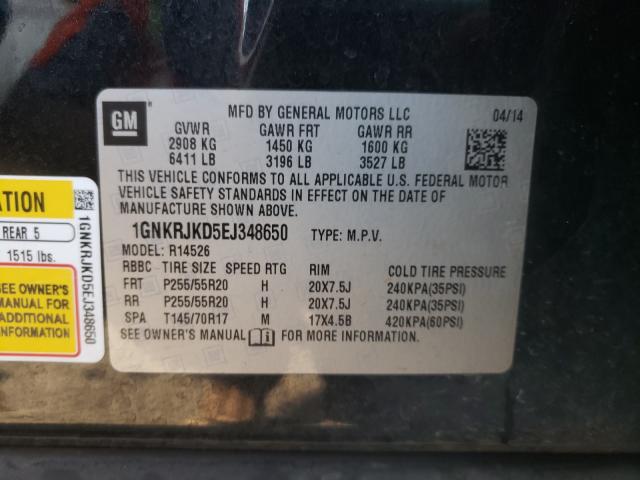 Photo 9 VIN: 1GNKRJKD5EJ348650 - CHEVROLET TRAVERSE L 