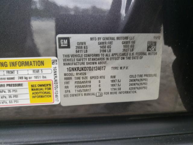 Photo 9 VIN: 1GNKRJKD7DJ124617 - CHEVROLET TRAVERSE L 