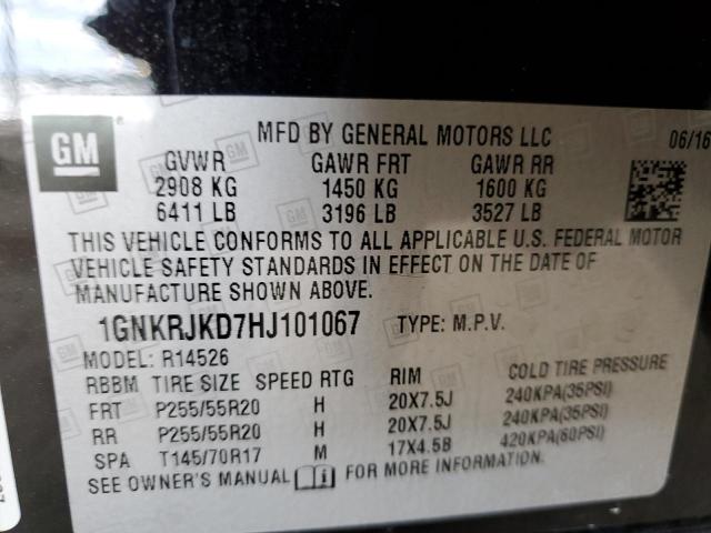 Photo 9 VIN: 1GNKRJKD7HJ101067 - CHEVROLET TRAVERSE P 