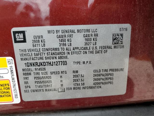 Photo 12 VIN: 1GNKRJKD7HJ127703 - CHEVROLET TRAVERSE P 