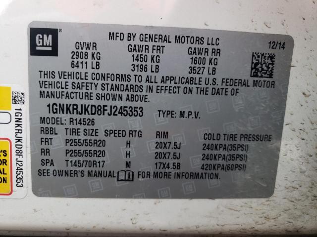 Photo 13 VIN: 1GNKRJKD8FJ245353 - CHEVROLET TRAVERSE L 