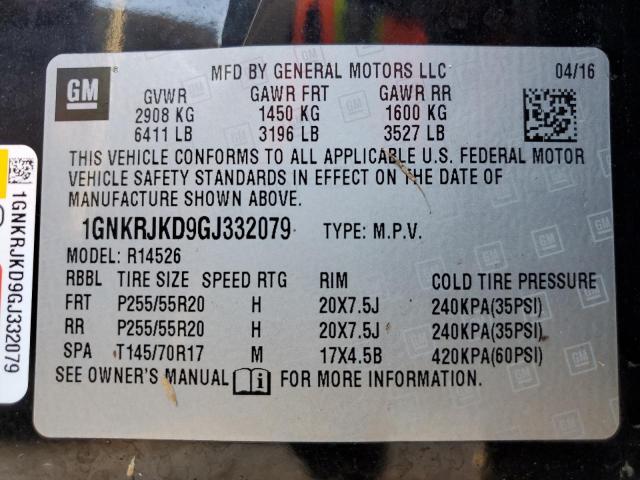 Photo 9 VIN: 1GNKRJKD9GJ332079 - CHEVROLET TRAVERSE L 