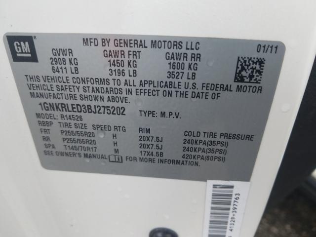 Photo 9 VIN: 1GNKRLED3BJ275202 - CHEVROLET TRAVERSE L 