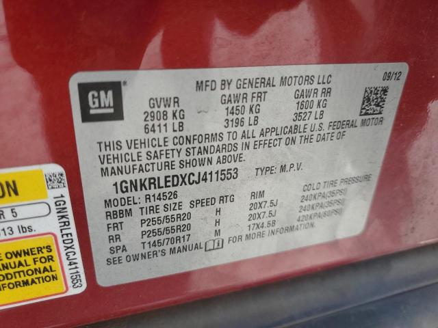 Photo 12 VIN: 1GNKRLEDXCJ411553 - CHEVROLET TRAVERSE 