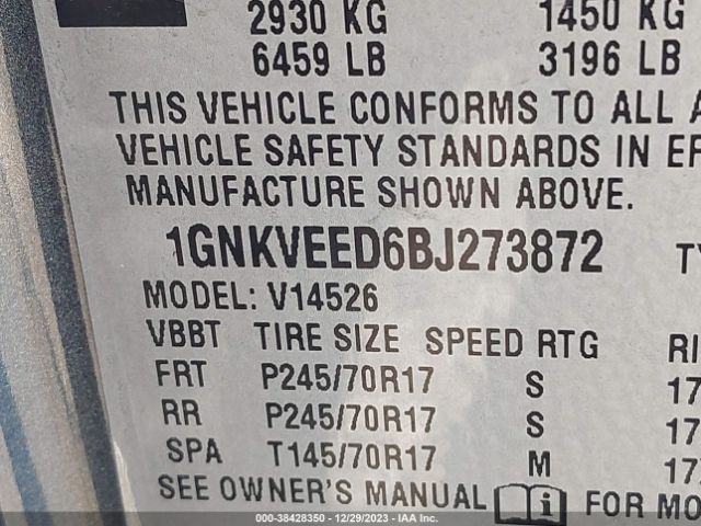 Photo 8 VIN: 1GNKVEED6BJ273872 - CHEVROLET TRAVERSE 