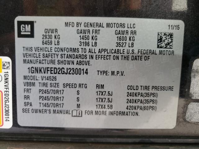 Photo 9 VIN: 1GNKVFED2GJ230014 - CHEVROLET TRAVERSE L 