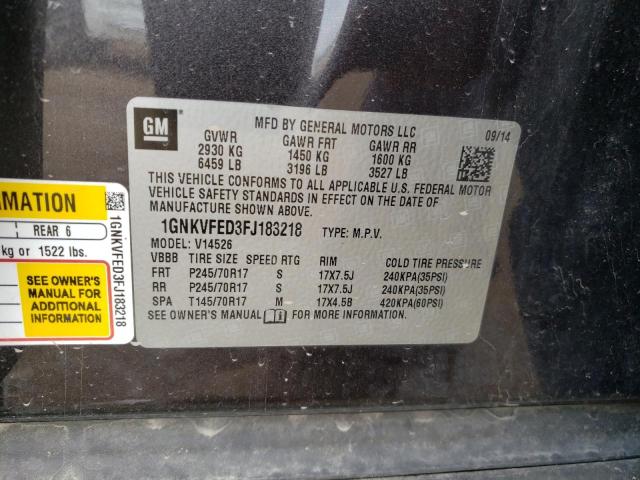 Photo 13 VIN: 1GNKVFED3FJ183218 - CHEVROLET TRAVERSE 