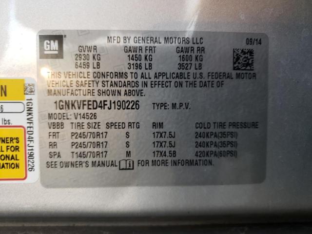 Photo 12 VIN: 1GNKVFED4FJ190226 - CHEVROLET TRAVERSE 